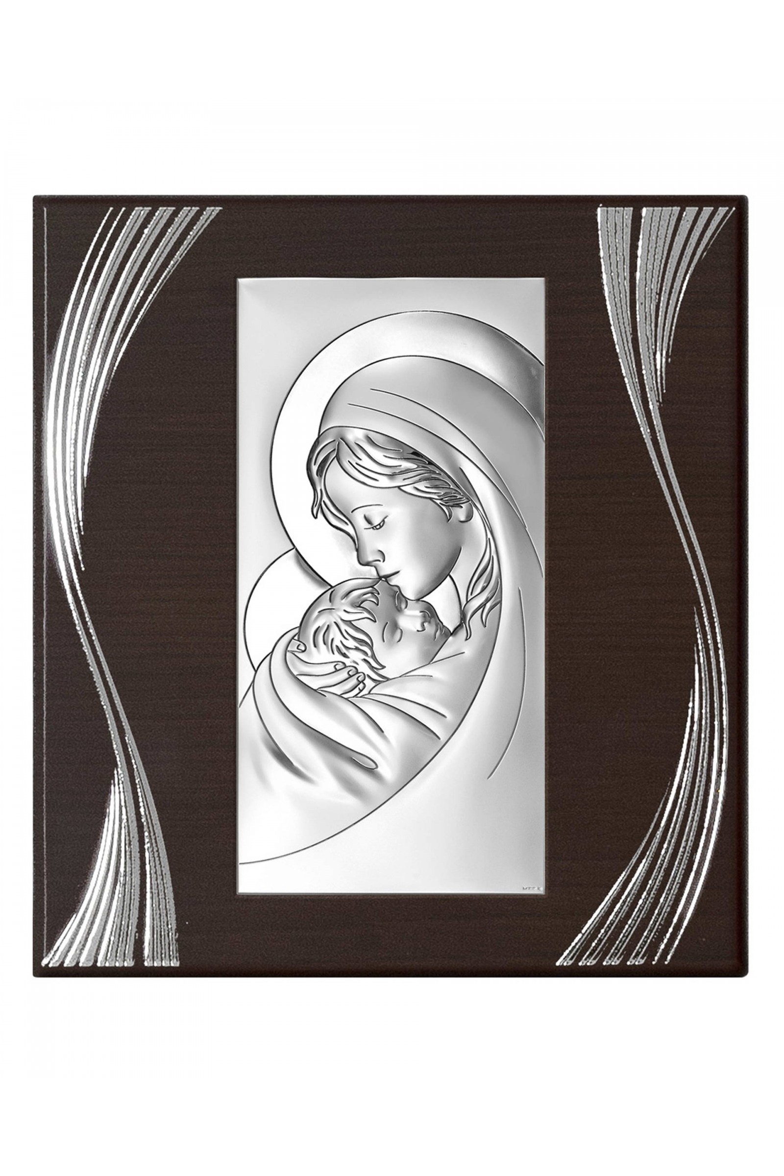 Obrazek z wizerunkiem Matki Bożej na brązowym panelu, ze zdobieniem - obraz 0