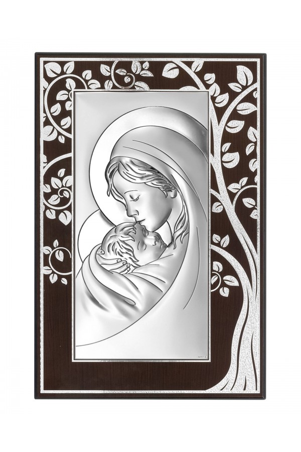 Obrazek z wizerunkiem Matki Bożej na brązowym drewnie