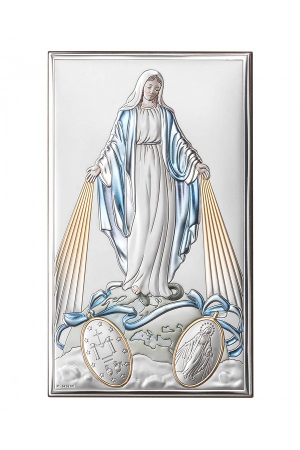 Obrazek z wizerunkiem Matki Bożej z cudownym medalikiem, prostokątny