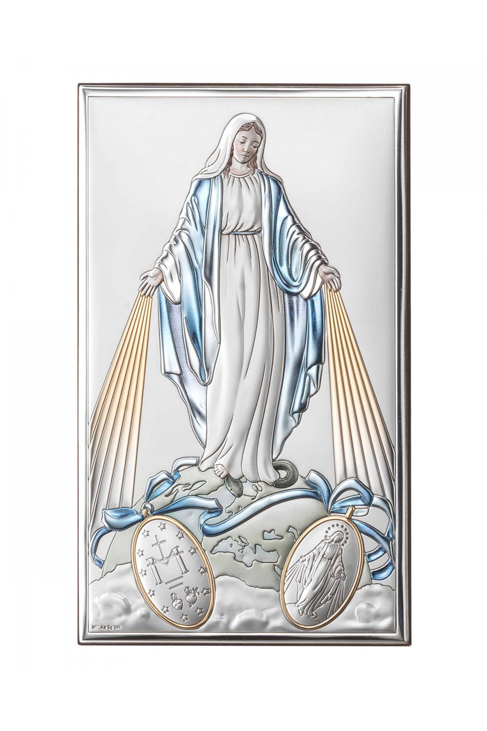 Obrazek z wizerunkiem Matki Bożej z cudownym medalikiem, prostokątny - obraz 0