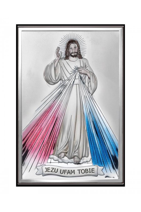 Obrazek z wizerunkiem Jezu Ufam Tobie, prostokątny kolorowy