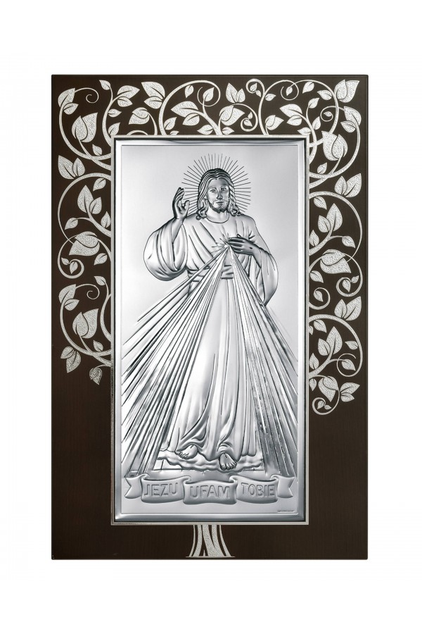 Obrazek z wizerunkiem Św. Rodziny, prostokątny na brązowym panelu