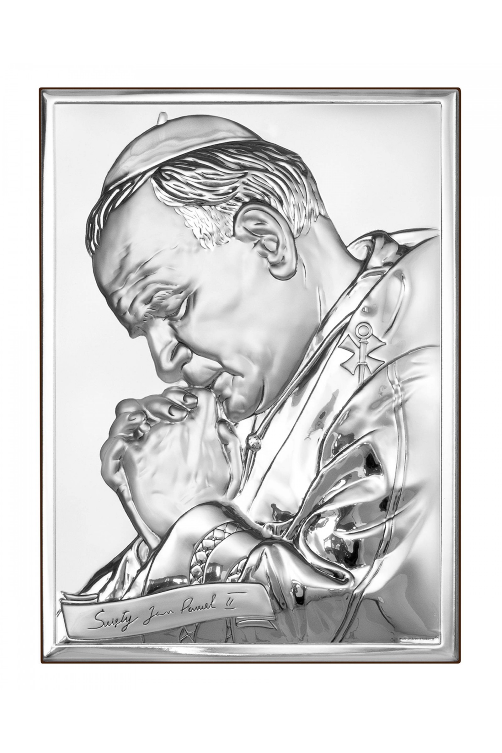 Obrazek z wizerunkiem papieża - świętego Jana Pawła II, prostokątny - obraz 0