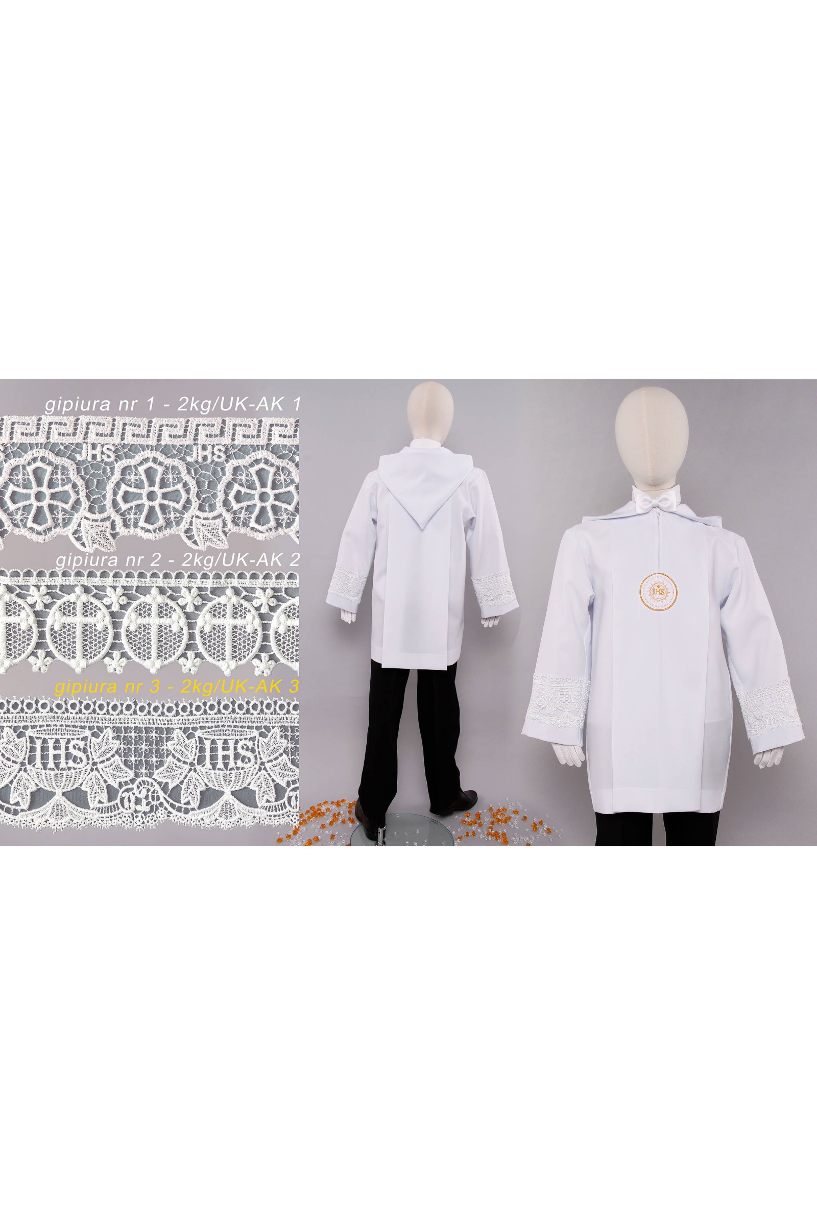 Alba komunijna z gipiurą 2kg/AK3 - krótka - obraz 4