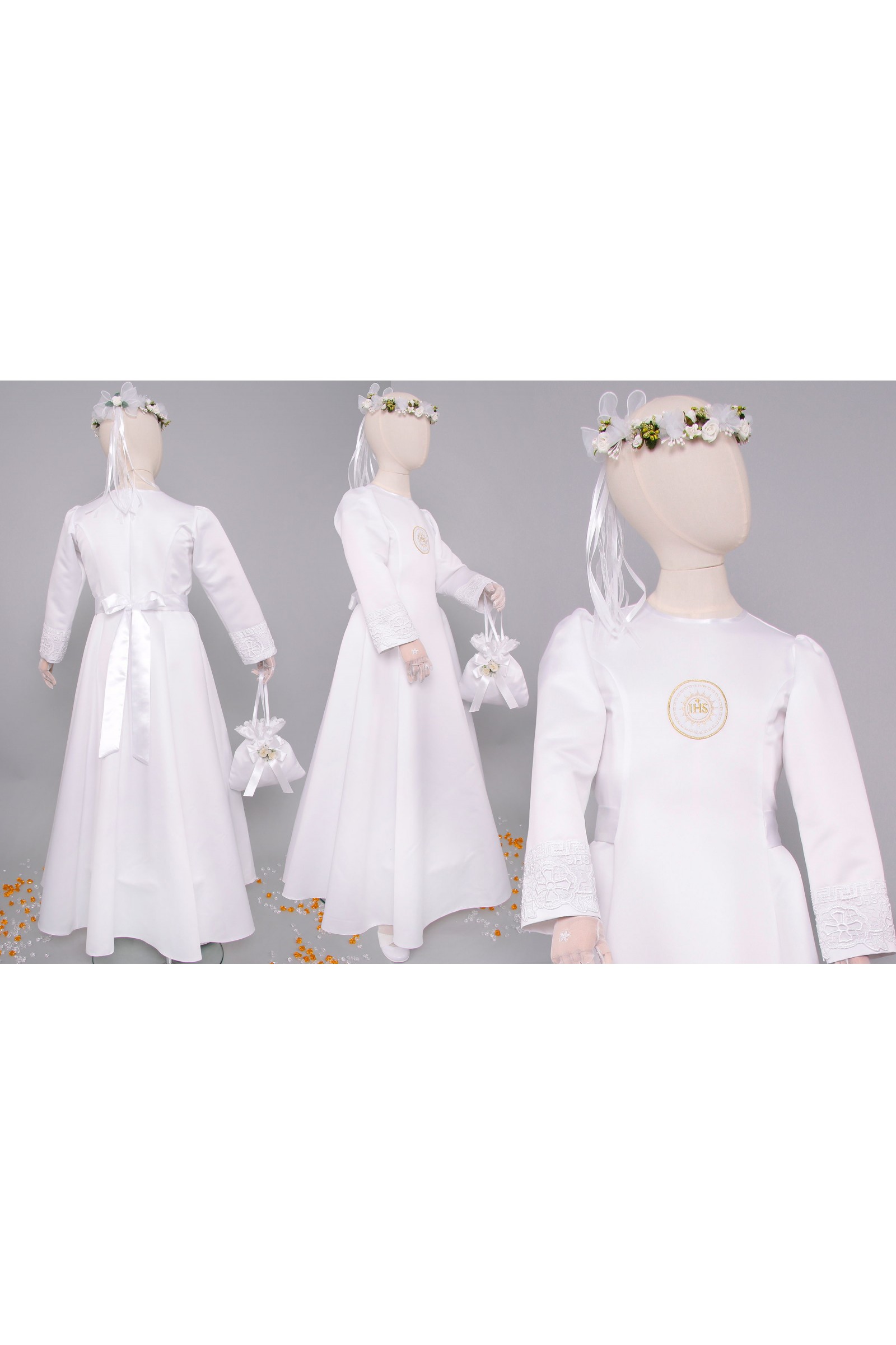 Sukienka komunijna satynowa 1/ST - obraz 8