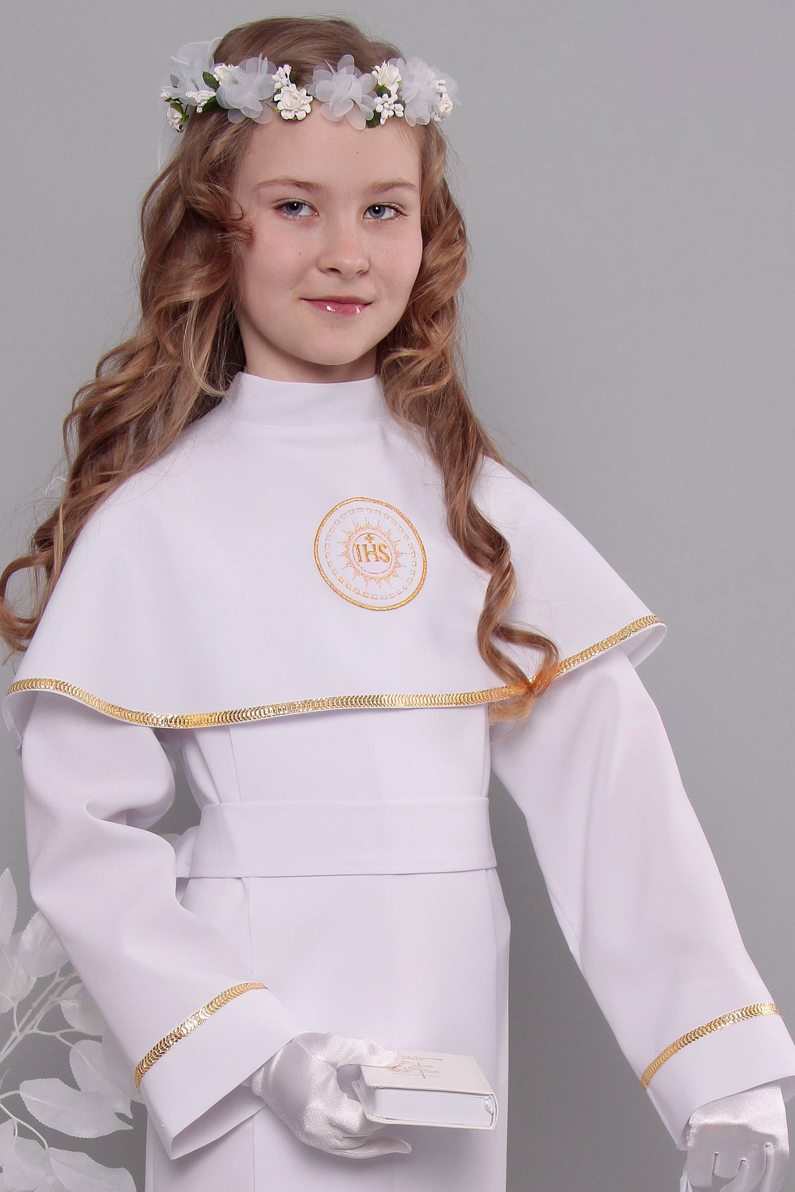 Alba komunijna 1a/KK - z karczkiem i kontrafałdą - niestandardowy - obraz 1