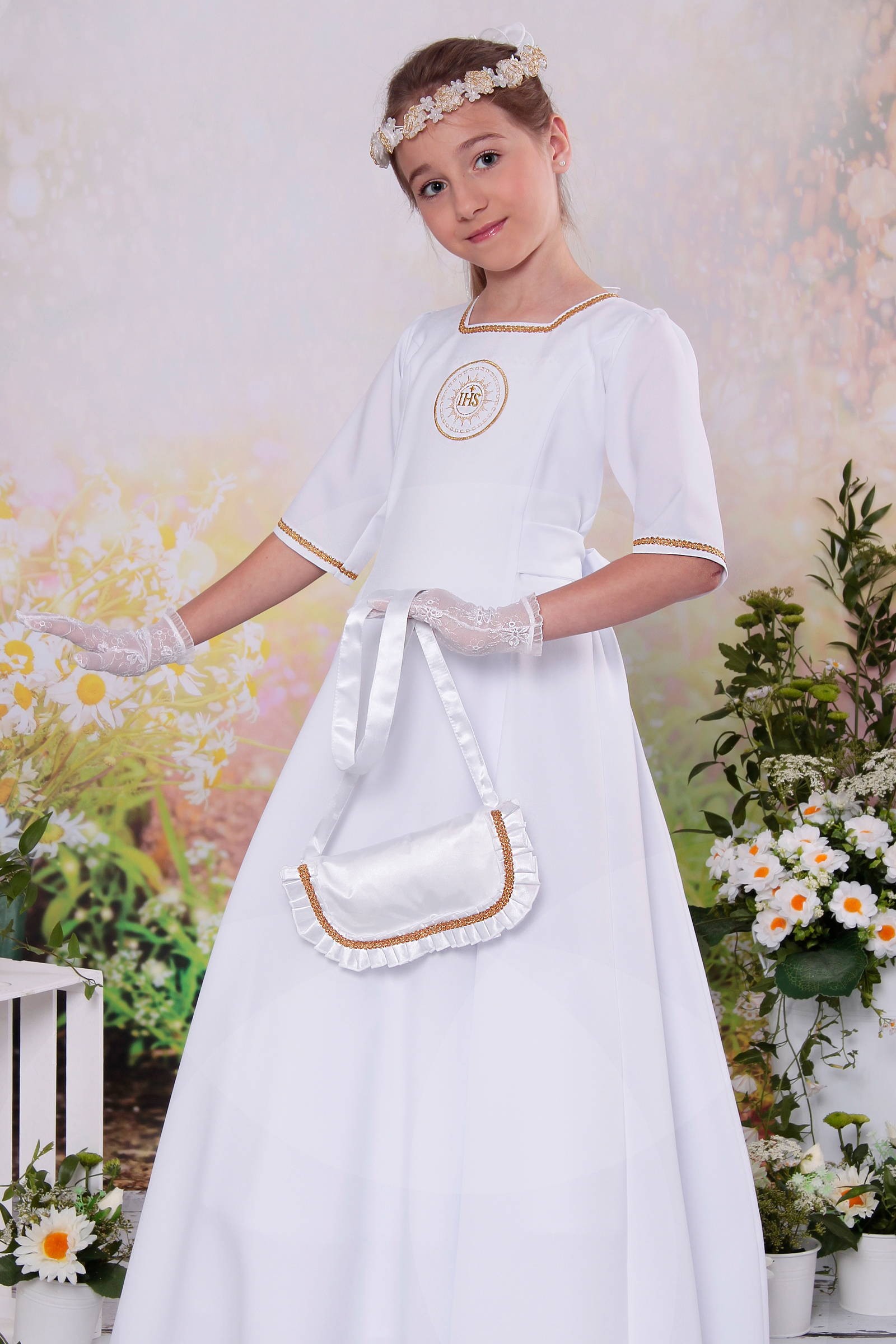 Sukienka komunijna taliowana 3/ST - niestandardowy - obraz 4