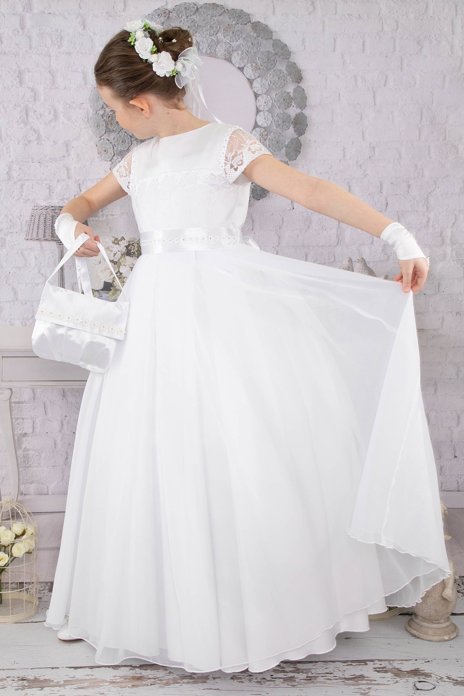 Elegancka sukienka komunijna T12/EL - niestandardowy - obraz 0