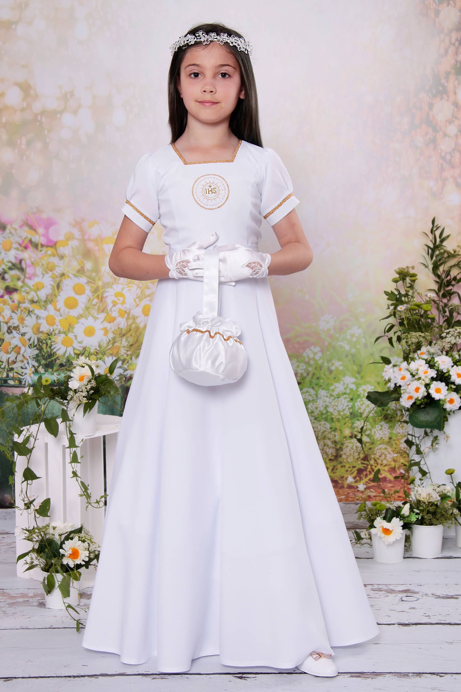 Sukienka komunijna taliowana 18/ST - obraz 0