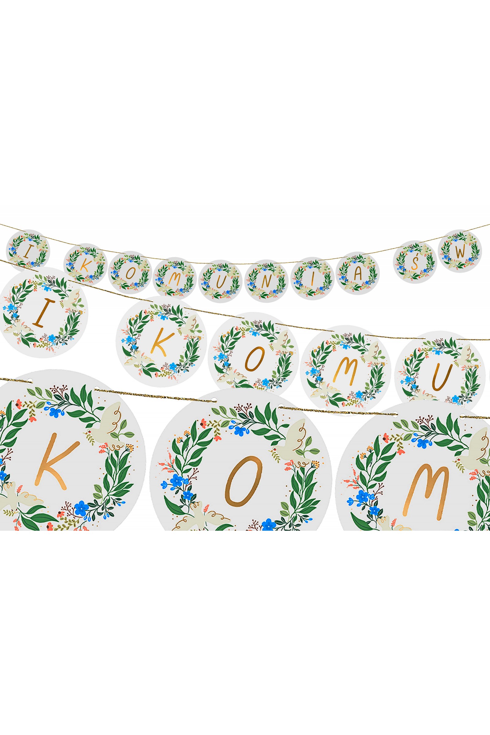 Girlanda komunijna wiosna złote literki - obraz 1