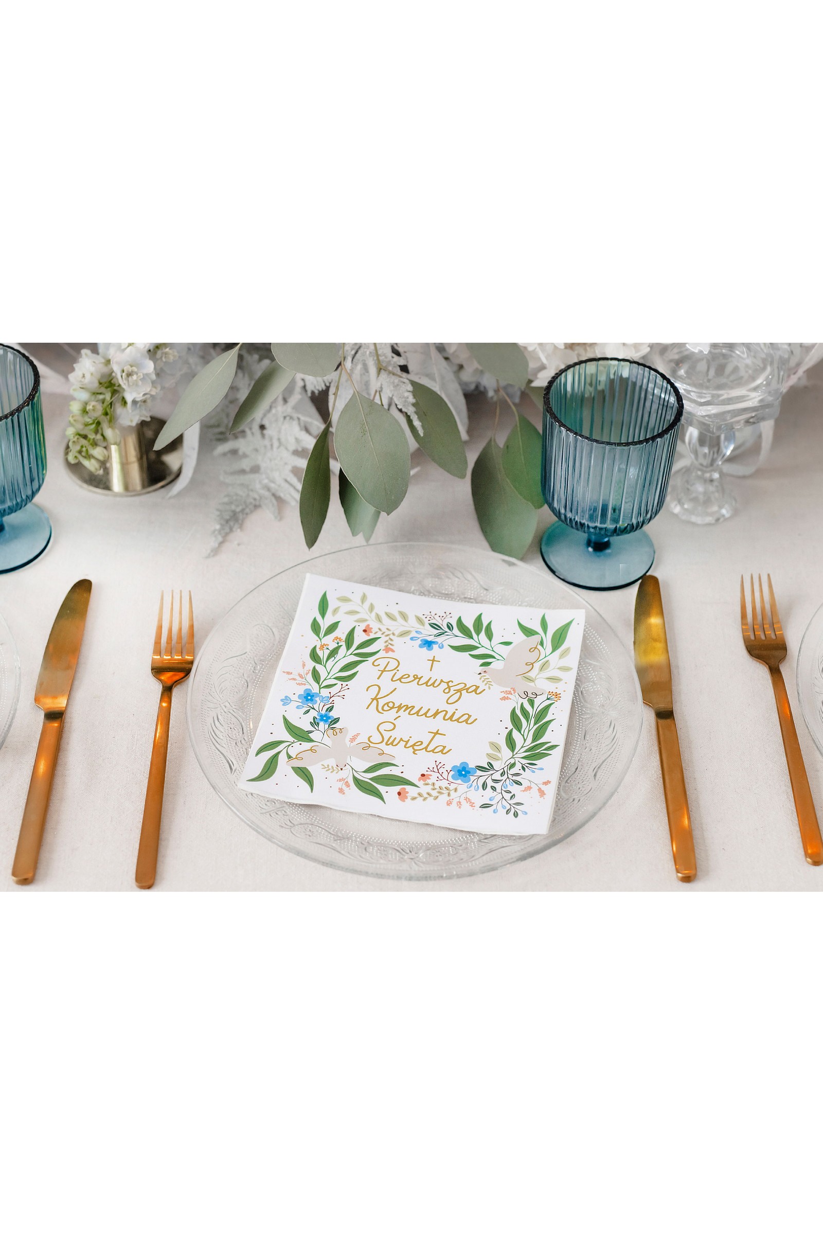 Serwetki komunijne 10 - Motyw wiosna i złote Literki - obraz 3