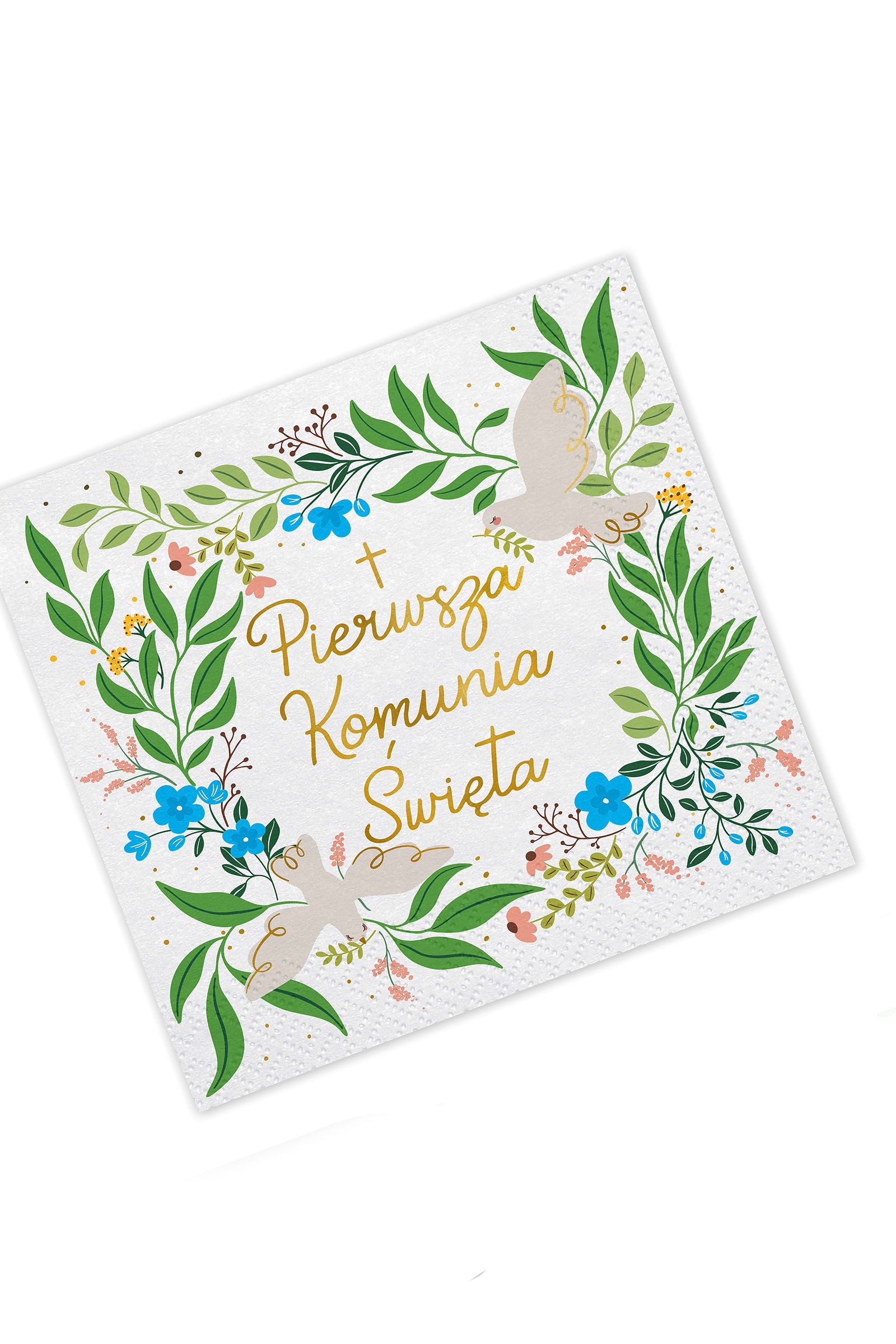 Serwetki komunijne 10 - Motyw wiosna i złote Literki - obraz 6