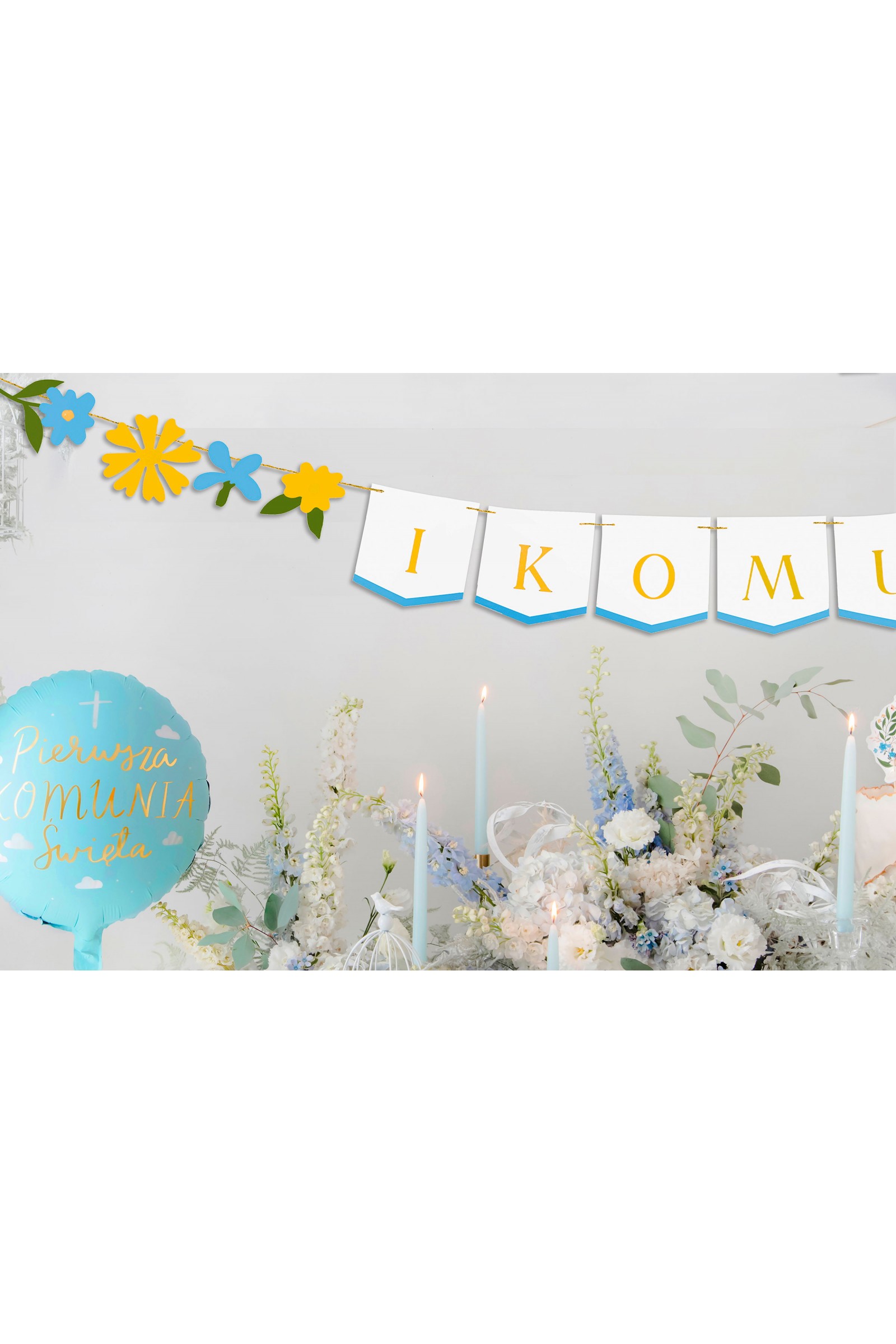 Girlanda komunijna łączka złote literki - obraz 1