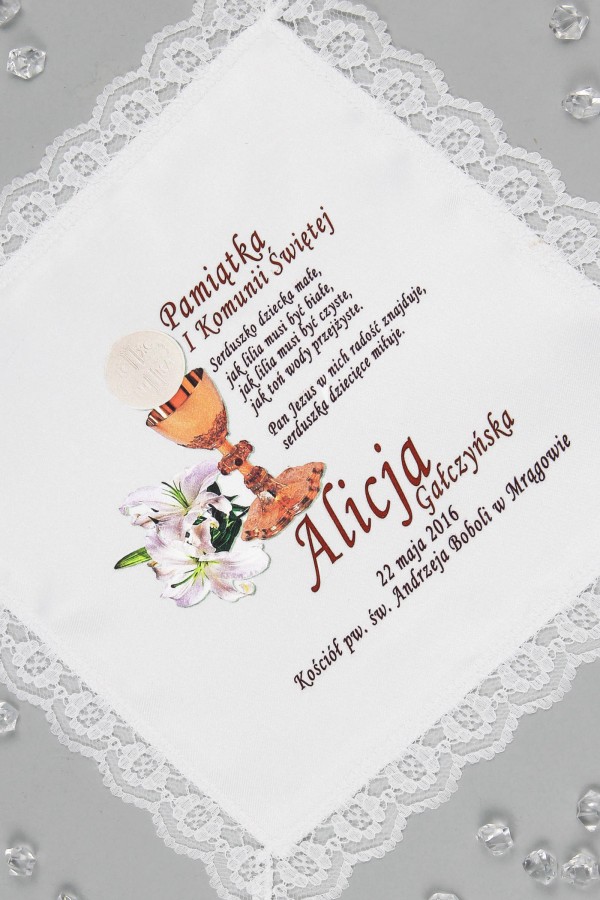 Chusteczka komunijna z grafiką personalizowana CHGI 6