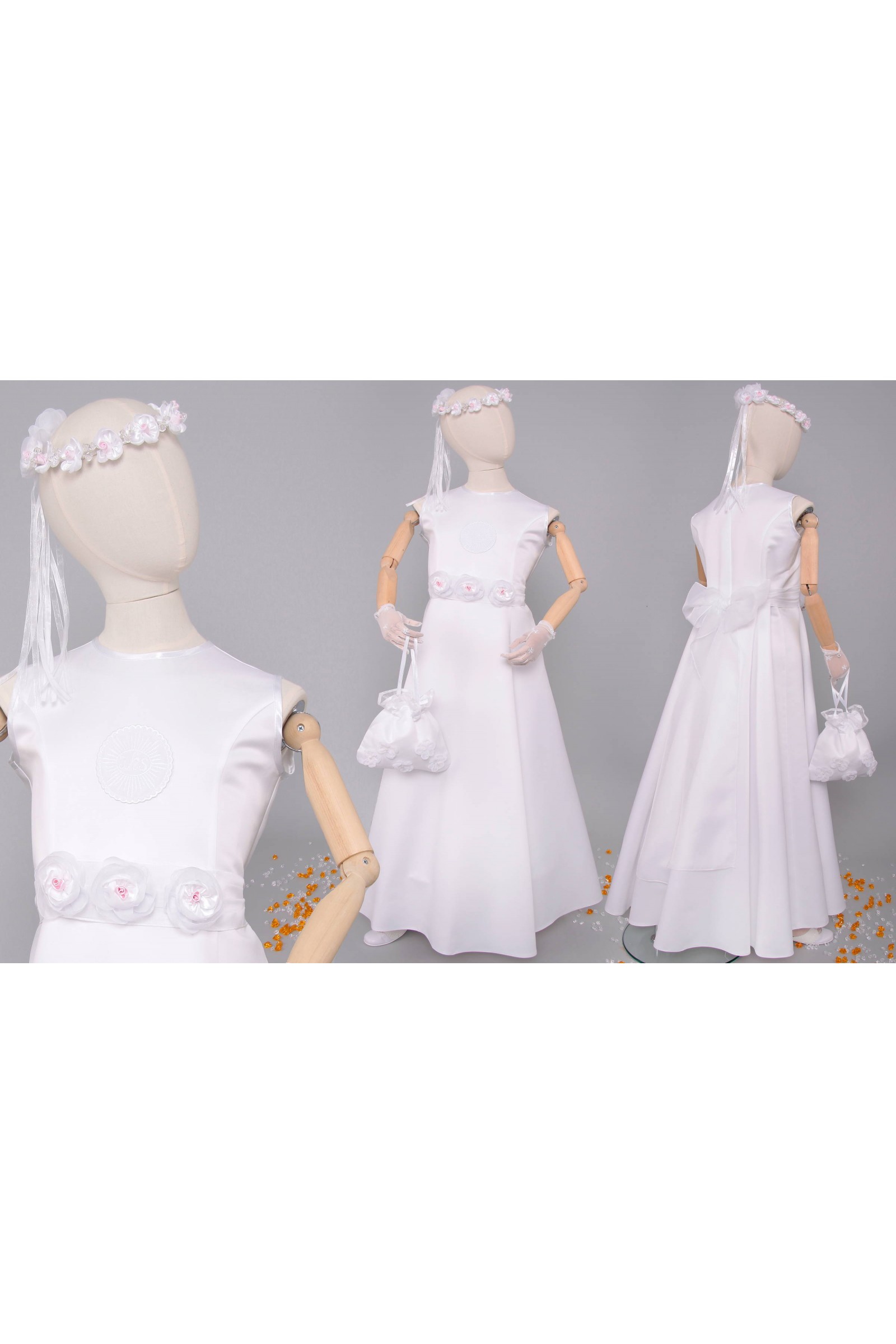 Sukienka komunijna satynowa 17/ST - obraz 8