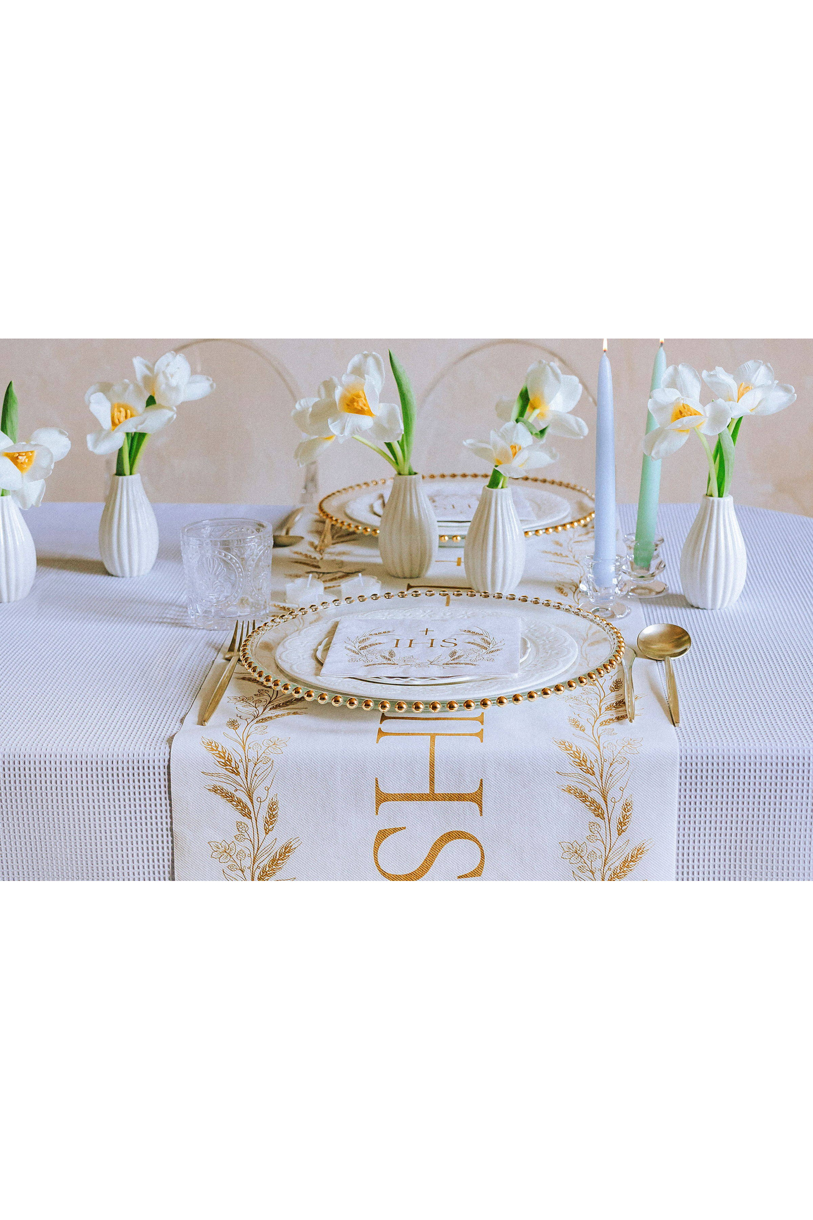 Komunijny lambrekin flizelinowy - Złoty kłos - obraz 5