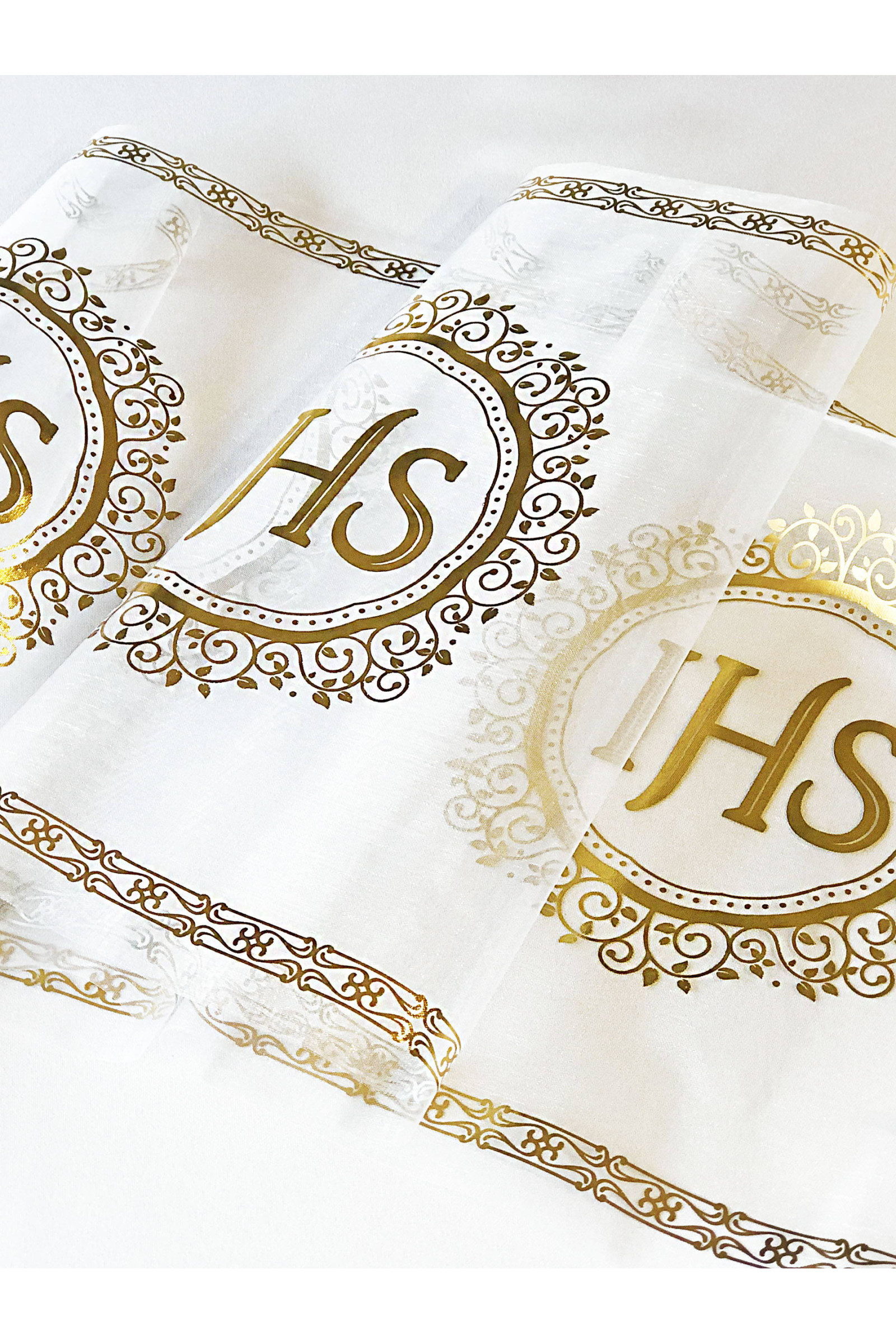 Komunijny lambrekin flizelinowy - Złoty - obraz 0