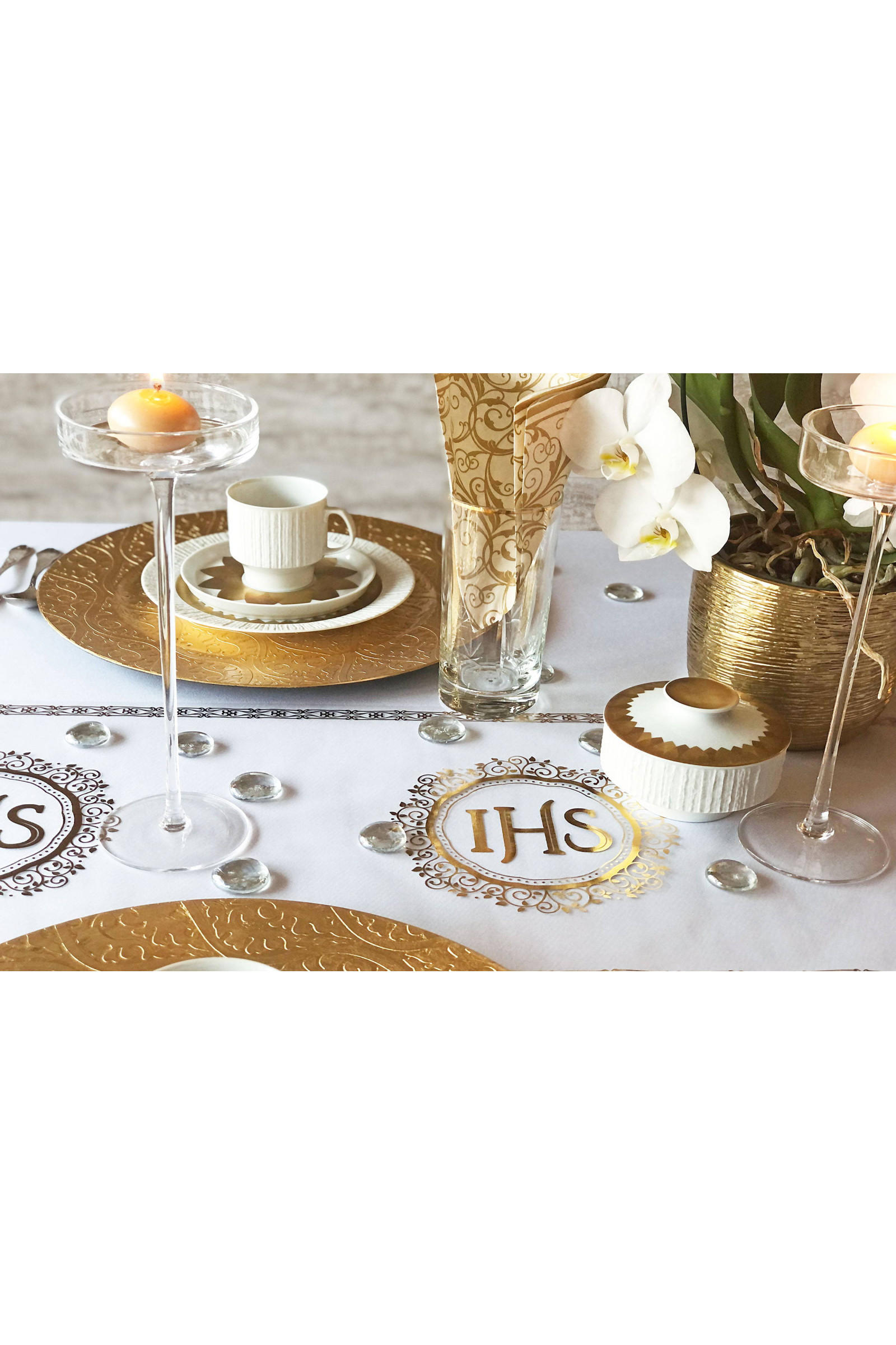 Komunijny lambrekin flizelinowy - Złoty - obraz 3