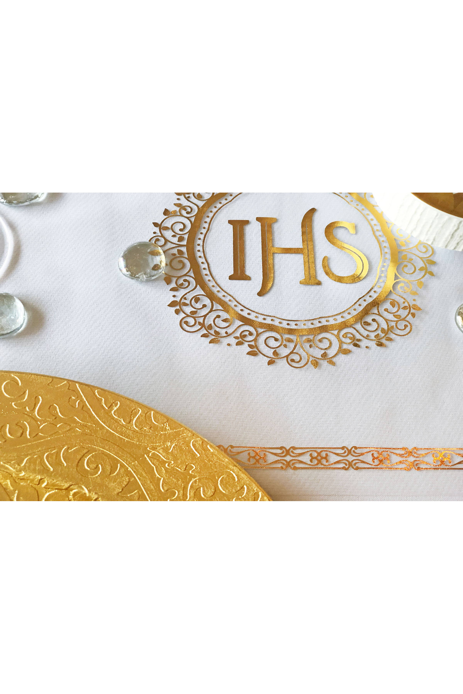 Komunijny lambrekin flizelinowy - Złoty - obraz 5