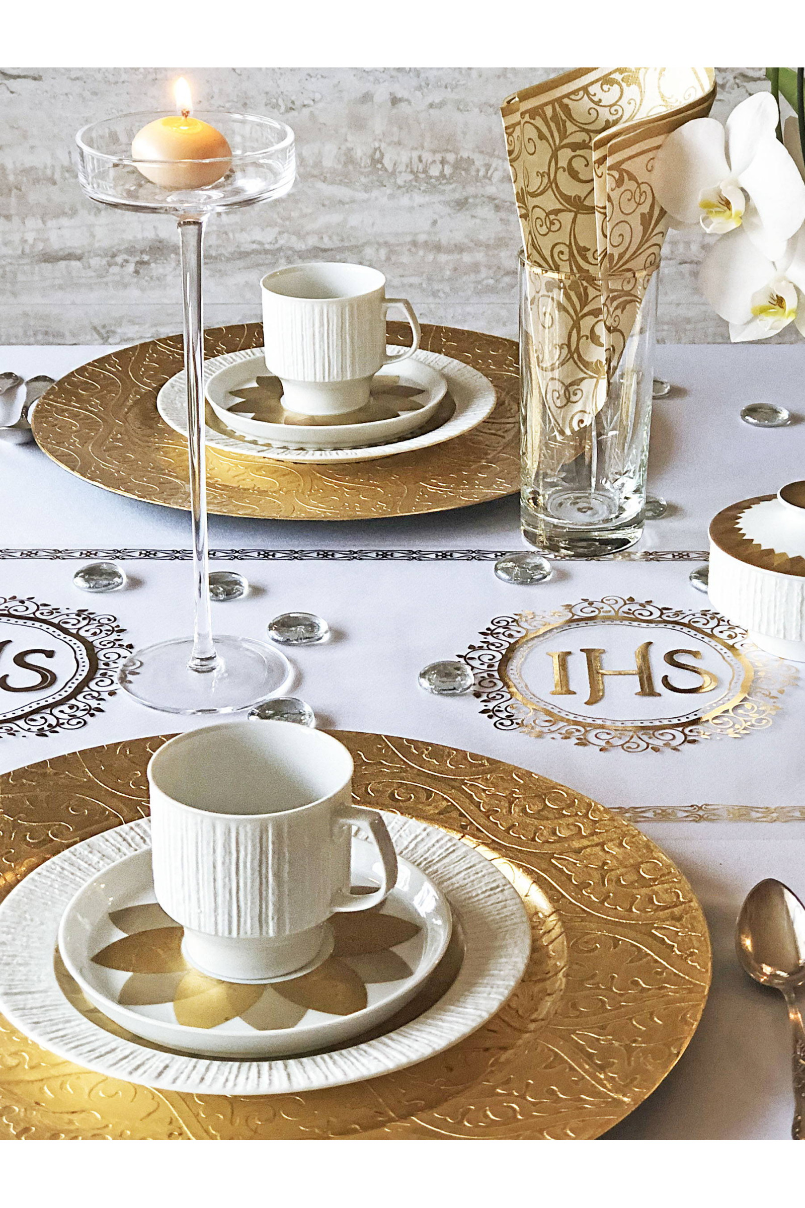 Komunijny lambrekin flizelinowy - Złoty - obraz 6