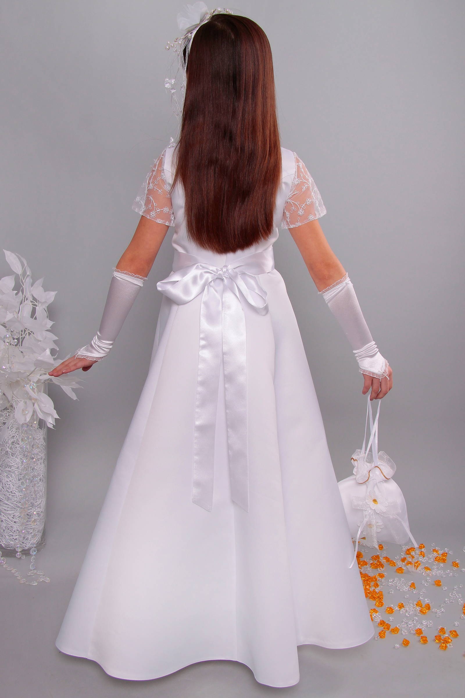 Sukienka komunijna satynowa 12/ST - obraz 7