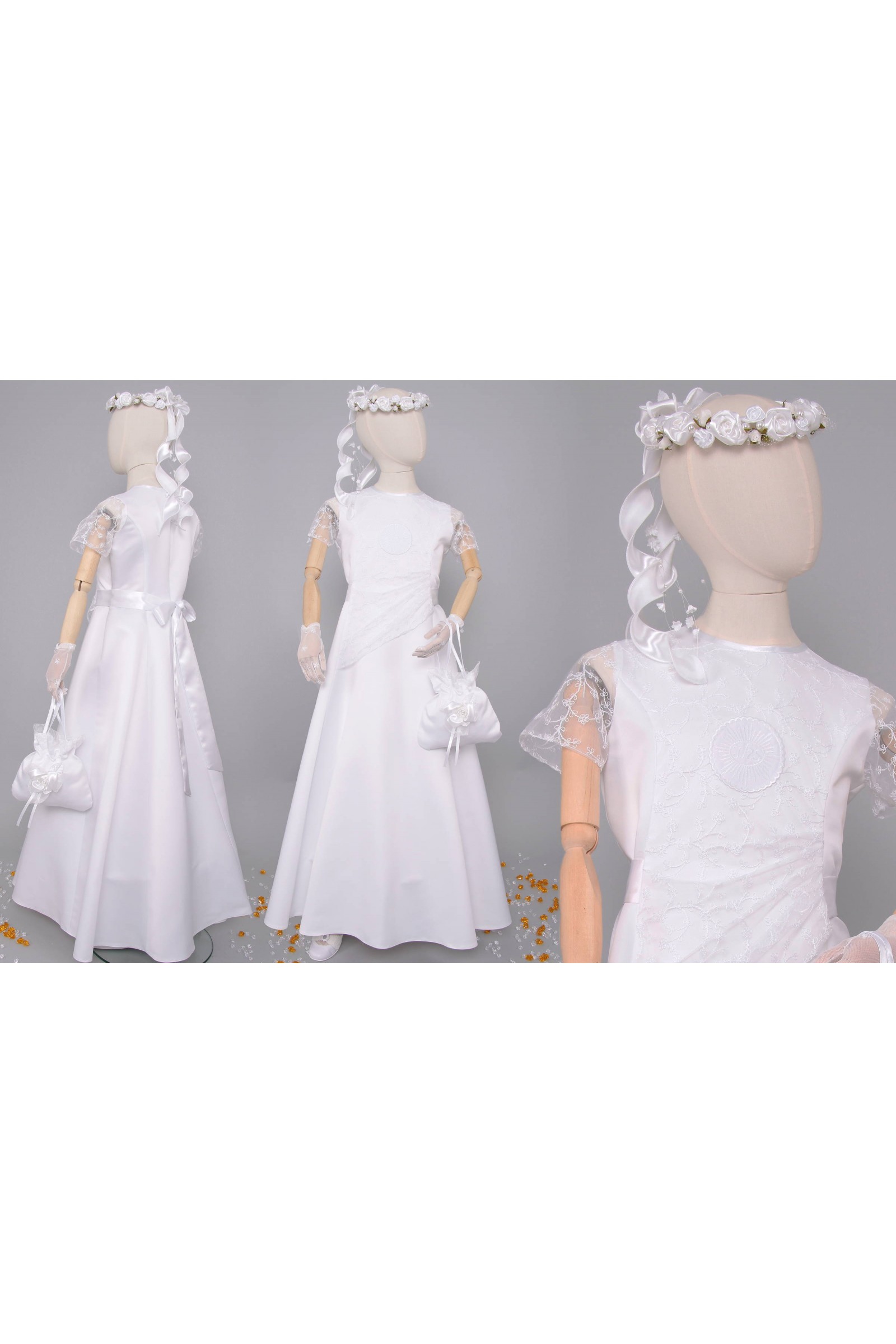 Sukienka komunijna satynowa 12/ST - obraz 8